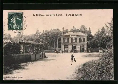 AK Tillières-sur-Avre, Gare et Buvette
