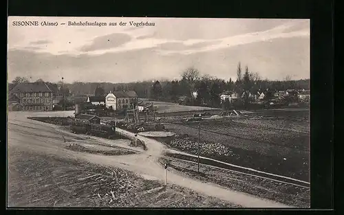 AK Sisonne, Bahnhofsanlagen aus der Vogelschau