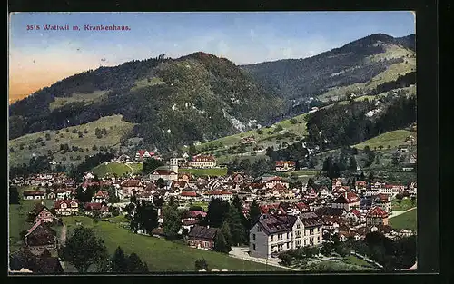 AK Wattwil, Ortsansicht mit Krankenhaus