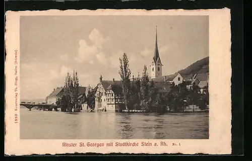 AK Stein am Rhein, Kloster St. Georgen mit Uferpartie