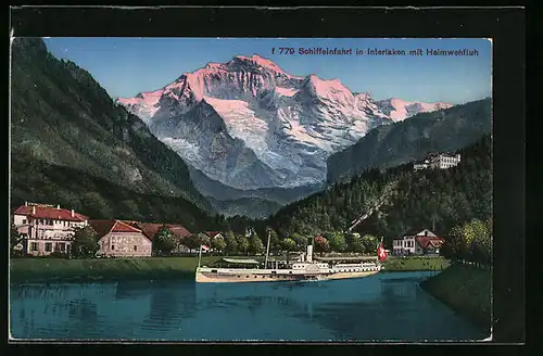 AK Interlaken, Schiffeinfahrt mit Heimwehfluh