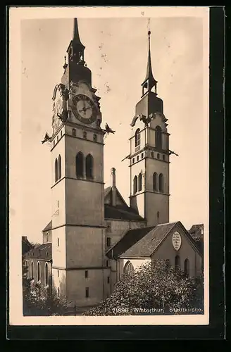 AK Winterthur, Stadtkirche im Sonnenschein