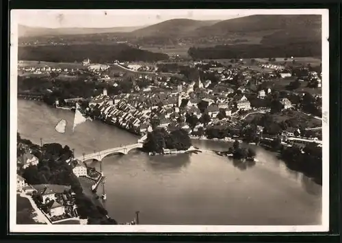 AK Rheinfelden, Fliegeraufnahme von Ort und Fluss