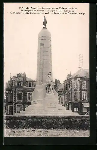 AK Marle, Monument aux Enfants du Pays Morts pour la FRance