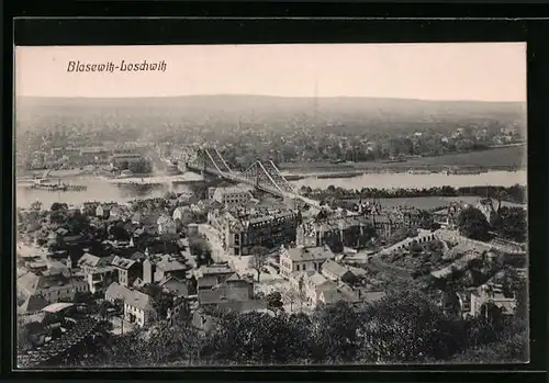 AK Dresden-Loschwitz, Ortsansicht aus der Vogelschau mit Brücke