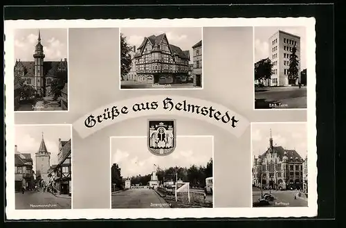 AK Helmstedt, Lindenplatz, Zonengrenze, Rathaus