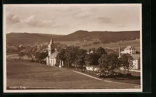 AK Herold i. Erzg., Ortsansicht mit Kirche
