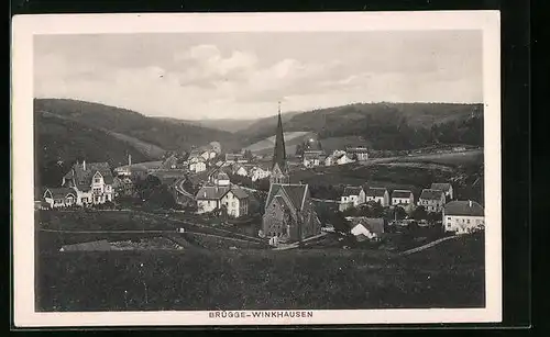 AK Brügge-Winkhausen, Ortsansicht mit Kirche