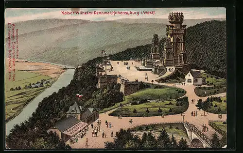 AK Hohensyburg i. Westf., Kaiser Wilhelm-Denkmal mit Restaurant Weissmann