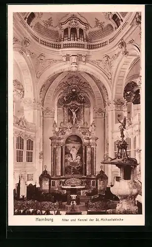 AK Hamburg-Neustadt, Altar und Kanzel der St. Michaeliskirche