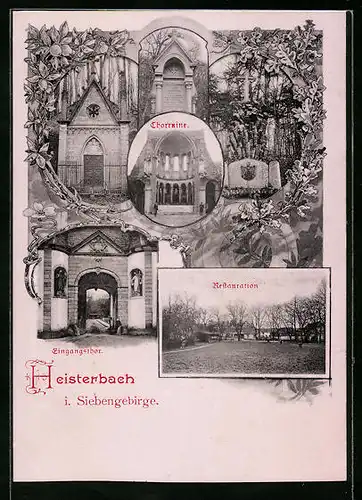 AK Heisterbach i. Siebengebirge, Restaurant, Eingangstor, Chorruine