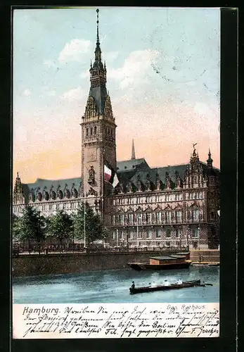 AK Hamburg, Das Rathaus mit Ruderboot