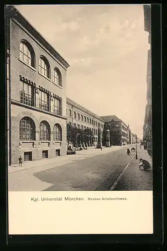 AK München, Neubau der Kgl. Universität in der Amalienstrasse