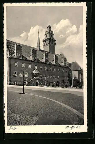AK Zeitz, Strassenpartie am Rathaus