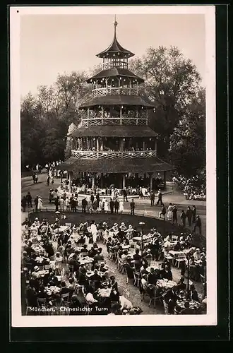 AK München, Passanten am Chinesischen Turm