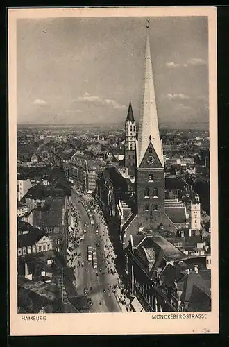 AK Hamburg, Mönckebergstrasse aus der Vogelschau