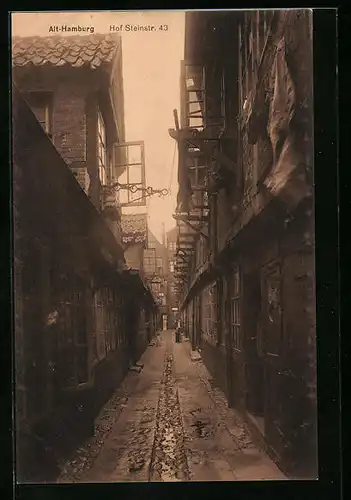 AK Alt-Hamburg, Blick in die Hof Steinstrasse 43