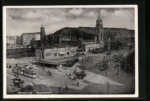 AK Hamburg-St.Georg, Hauptbahnhof, Strassenbahnen