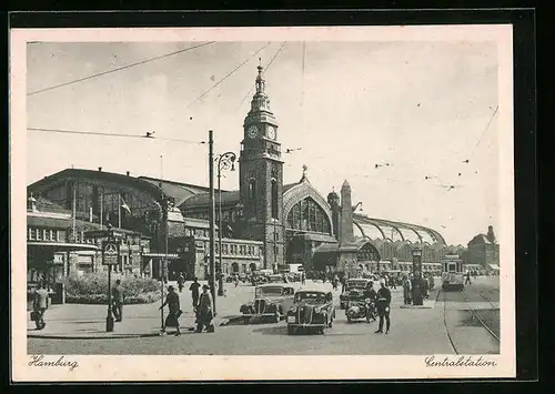 AK Hamburg-St.Georg, Autoverkehr am Hauptbahnhof und Strassenbahn