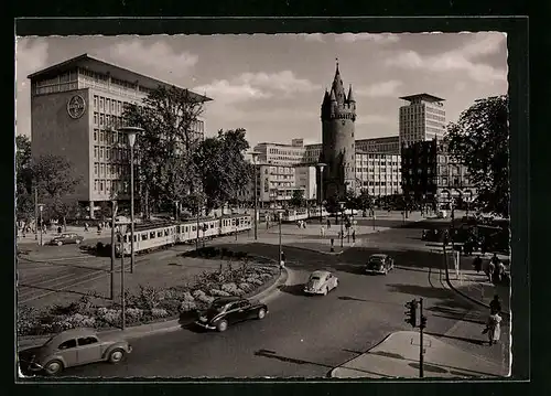 AK Frankfurt a. M., Strassenbahnen am Eschenheimer Tor