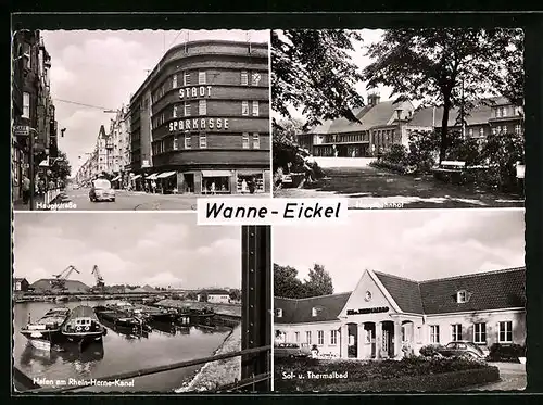 AK Wanne-Eickel, Hauptbahnhof, Hauptstrasse, Sol- und Thermalbad