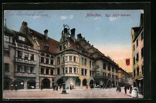 AK München, Strassenpartie am Kgl. Hofbräuhaus