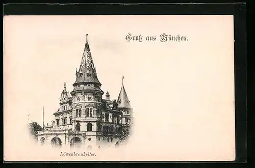 AK München, Blick auf das Dach des Löwenbräu-Kellers