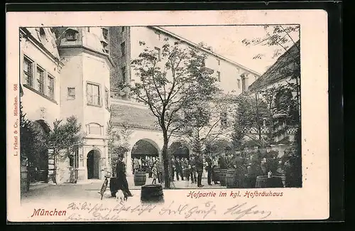 AK München, Hofpartie im kgl. Hofbräuhaus