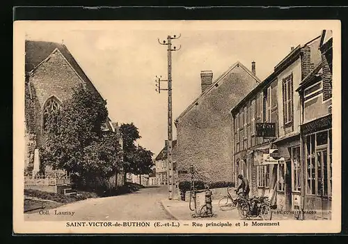 AK Saint-Victor-de-Buthon, Rue principale et le Monument