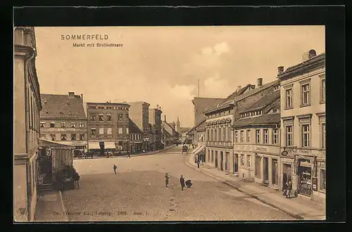 AK Sommerfeld, Markt mit Breitestrasse