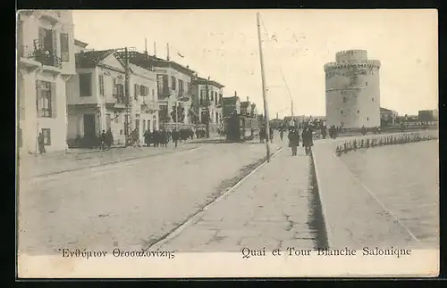 AK Salonique, Quai et Tour Blanche