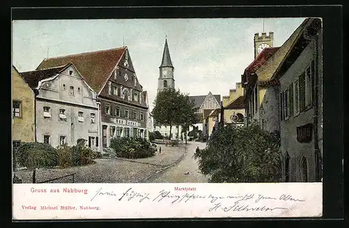 Relief-AK Nabburg, Marktplatz mit Kirche