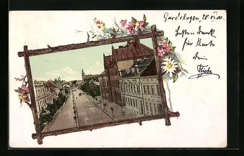 Passepartout-AK Gardelegen, Ortsansicht aus der Vogelschau