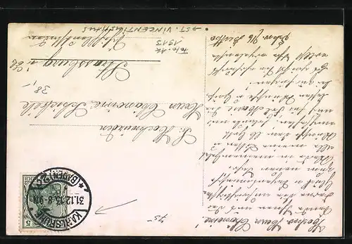 Passepartout-AK Karlsruhe, Ansicht des St. Vincentiushauses