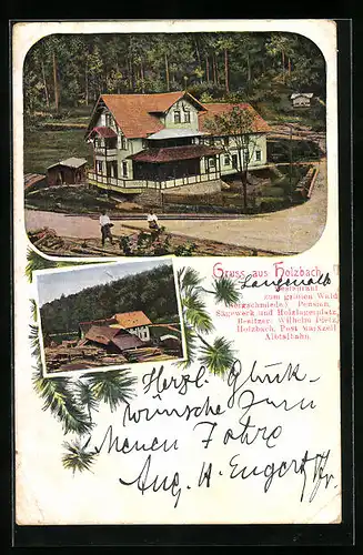 Lithographie Holzbach, Restaurant zum grünen Wald