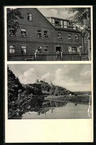 AK Lauchröden /Werra, Privat-Pension Emma Eisenberg, Seeblick mit Ruine