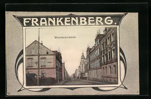 AK Frankenberg, Winklerstrasse mit Laterne