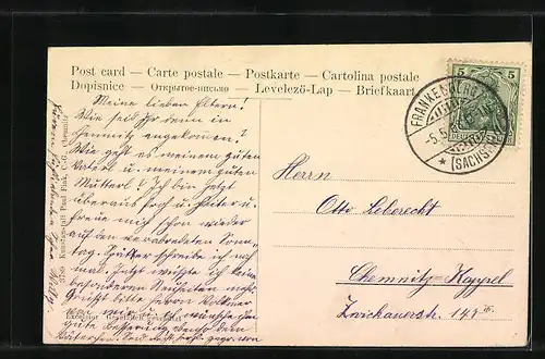 AK Frankenberg, Winklerstrasse mit Laterne