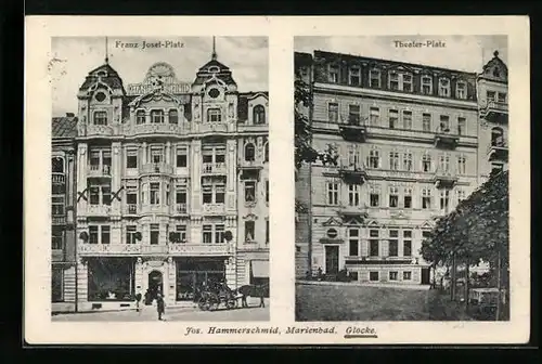 AK Marienbad, Franz Josef-Platz und Theater-Platz