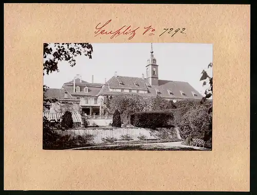 Fotografie Brück & Sohn Meissen, Ansicht Seusslitz, Blick vom Garten auf das Schloss