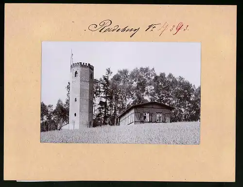 Fotografie Brück & Sohn Meissen, Ansicht Radeberg, Blick auf den Felixturm mit Schutzhütte