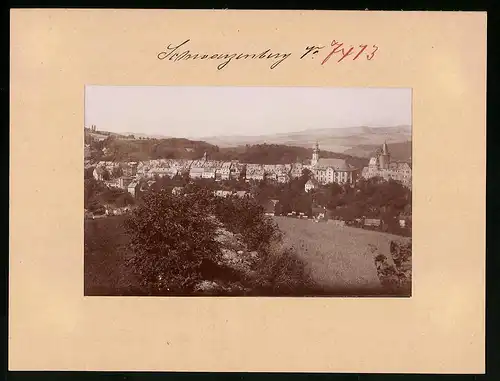 Fotografie Brück & Sohn Meissen, Ansicht Schwarzenberg, Ortspanorama vom Süden aus gesehen