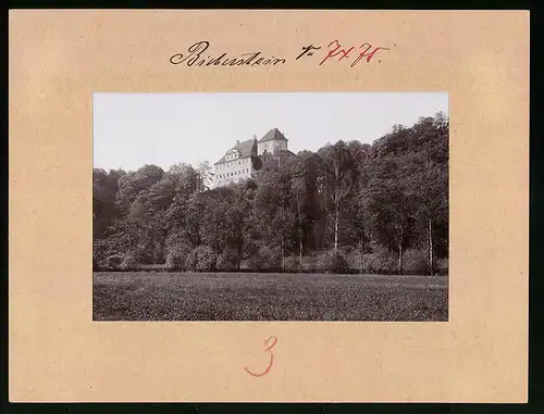Fotografie Brück & Sohn Meissen, Ansicht Bieberstein, Blick vom Tal auf das Schloss