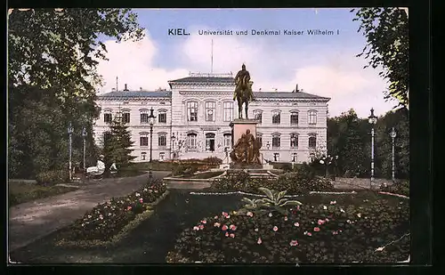 AK Kiel, Universität und Denkmal Kaiser Wilhelm I.