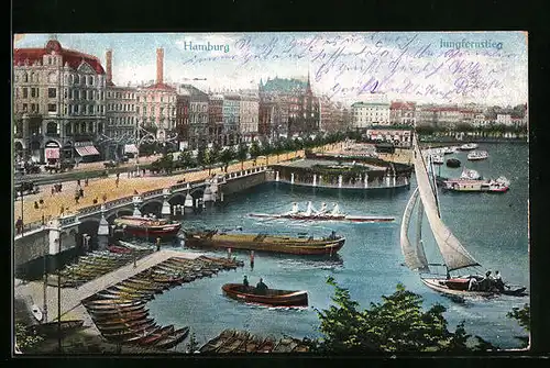 AK Hamburg-Neustadt, Jungfernstieg aus der Vogelschau