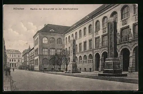 AK München, Neubau der Universität an der Amalienstrasse