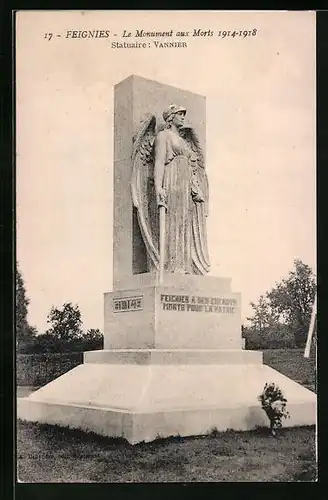 AK Feignies, Le Monument aux Morts 1914-1918