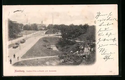 AK Hamburg-St.Pauli, Kersten-Miles-Brücke und Seewarte