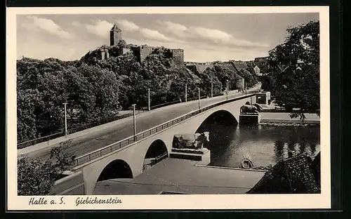 AK Halle a. S., Giebichenstein mit Saalebrücke