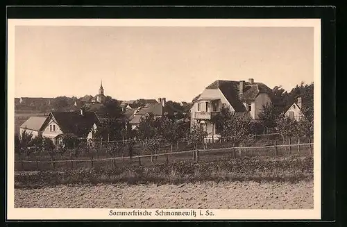 AK Schmannewitz /Sa., Ortsansicht vom Feld aus